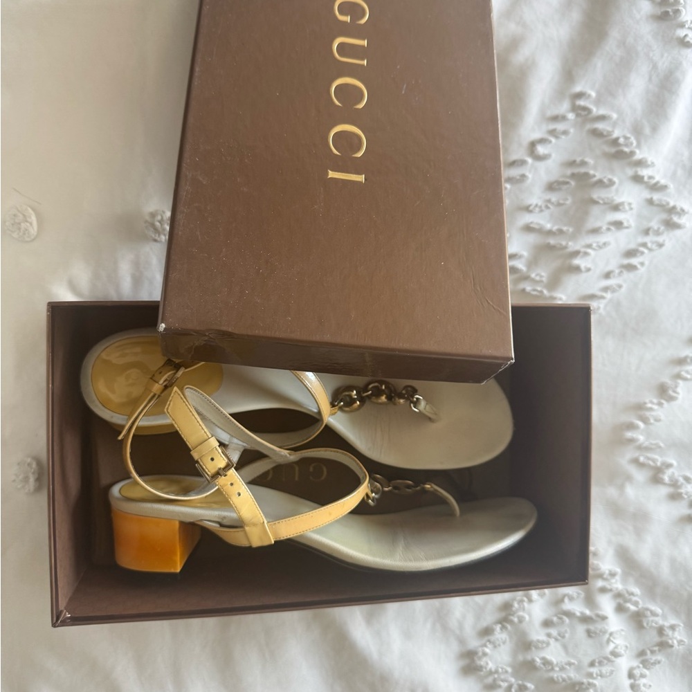 Gucci Women's Beige and Yellow Heels
